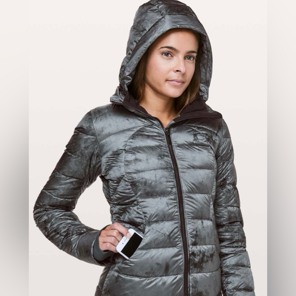 Lululemon Pack It Down Jacket  Diamond Dye Melanite Black size 12 NWT - Picture 4 of 13